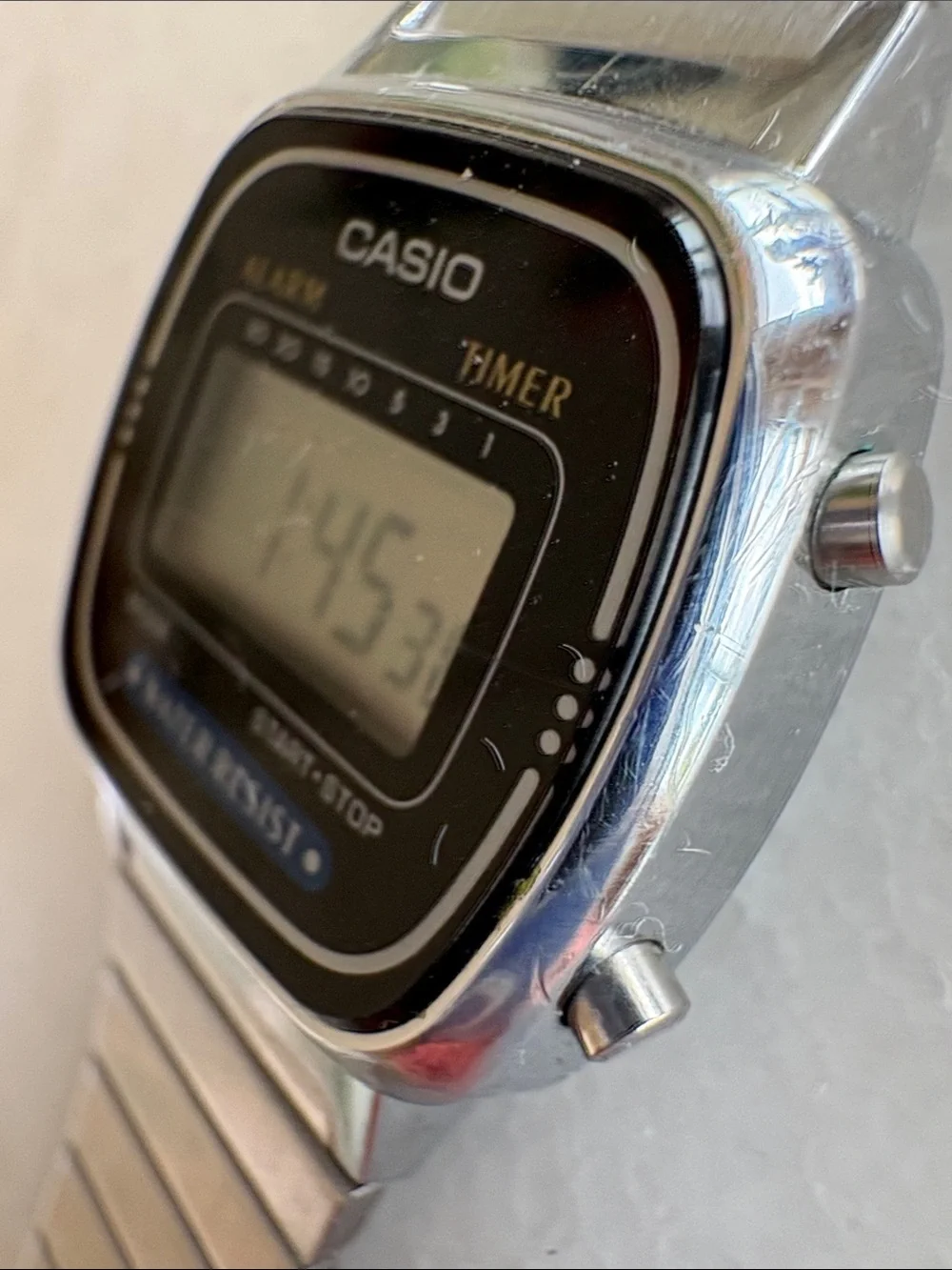 Casio Silver Digital Watch with Black Face